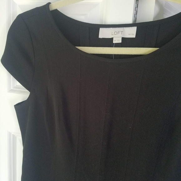 LOFT Cap Sleeve Fit and Flare Black Dress - Picture 3 of 8